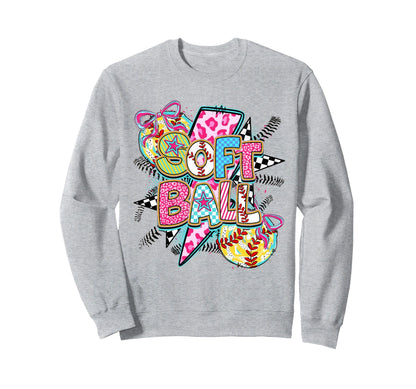Softball Coquette Game Day Sweatshirt - Aesthetic Graphic Men Women - T-Shirt, Sweatshirt, Hoodie