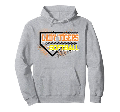 Lady Tigers Softball Mom Game Day Hoodie - Novelty Apparel for Adults - T-Shirt, Sweatshirt, Hoodie