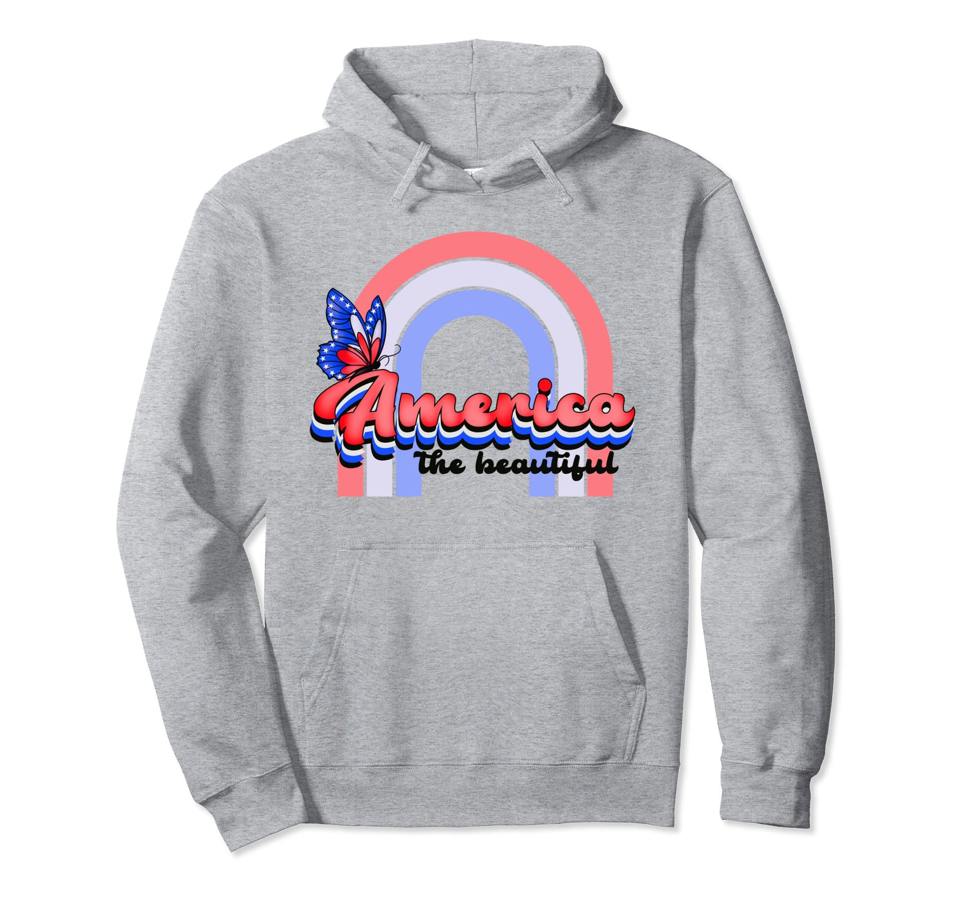 America Beautiful Rainbow Red White Hoodie - Novelty Apparel Men Women - T-Shirt, Sweatshirt, Hoodie