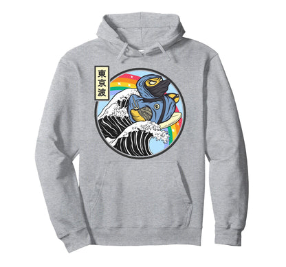 Ninja Rubber Duck Surfing Kanagawa Wave Hoodie - Graphic Print Unisex - T-Shirt, Sweatshirt, Hoodie