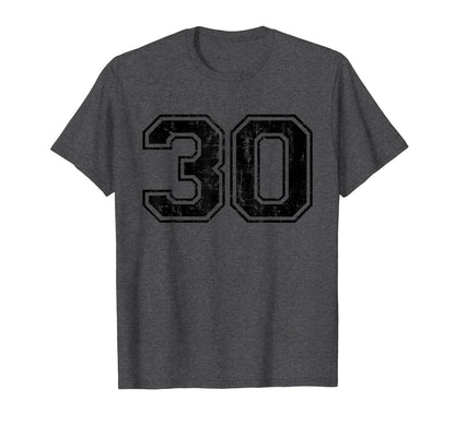 Number 30 Varsity Distressed Sport Team T-Shirt - Custom Art Print Unisex - T-Shirt, Sweatshirt, Hoodie