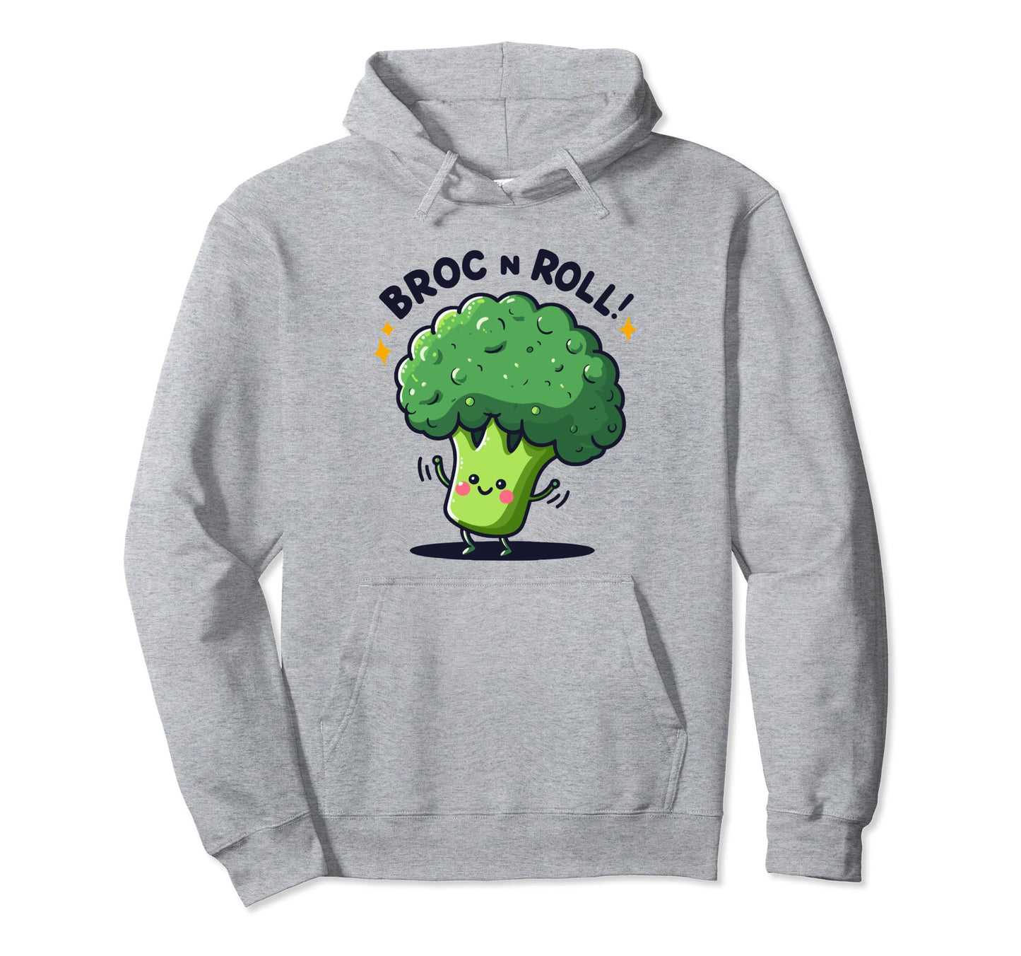 Rockin Broccoli Broc N Roll Music Veggie Hoodie - Trendy Graphic Unisex - T-Shirt, Sweatshirt, Hoodie