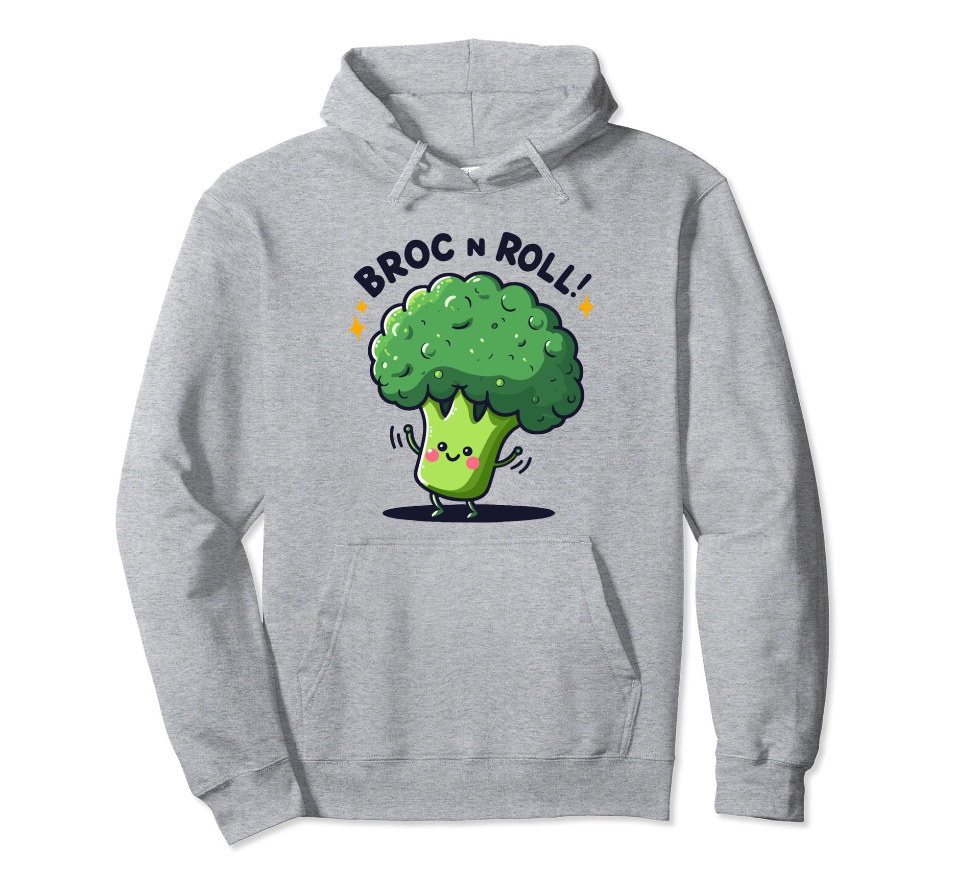 Rockin Broccoli Broc N Roll Music Veggie Hoodie - Trendy Graphic Unisex - T-Shirt, Sweatshirt, Hoodie