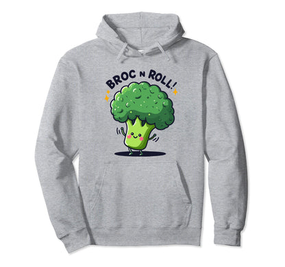 Rockin Broccoli Broc N Roll Music Veggie Hoodie - Trendy Graphic Unisex - T-Shirt, Sweatshirt, Hoodie