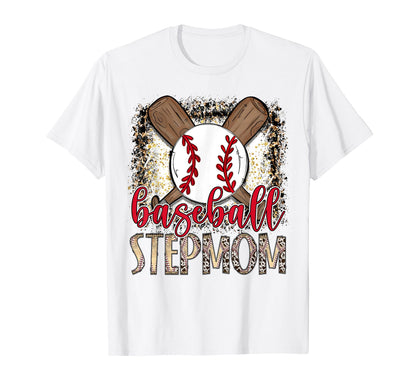 Baseball Stepmom Leopard Proud T-Shirt - Fun Novelty Design for Adults - T-Shirt, Sweatshirt, Hoodie