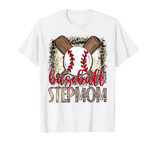 Baseball Stepmom Leopard Proud T-Shirt - Fun Novelty Design for Adults - T-Shirt, Sweatshirt, Hoodie