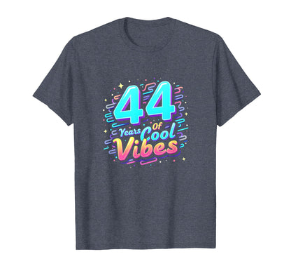 44 Years Vibes Birthday Gift Heather Blue T-Shirt - Graphic Print Men Women - T-Shirt, Sweatshirt, Hoodie