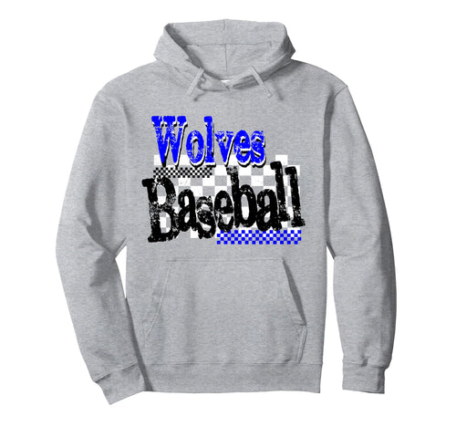Wolves Checkered Baseball Mom Game Hoodie - Minimalist Print for Adults - T-Shirt, Sweatshirt, Hoodie