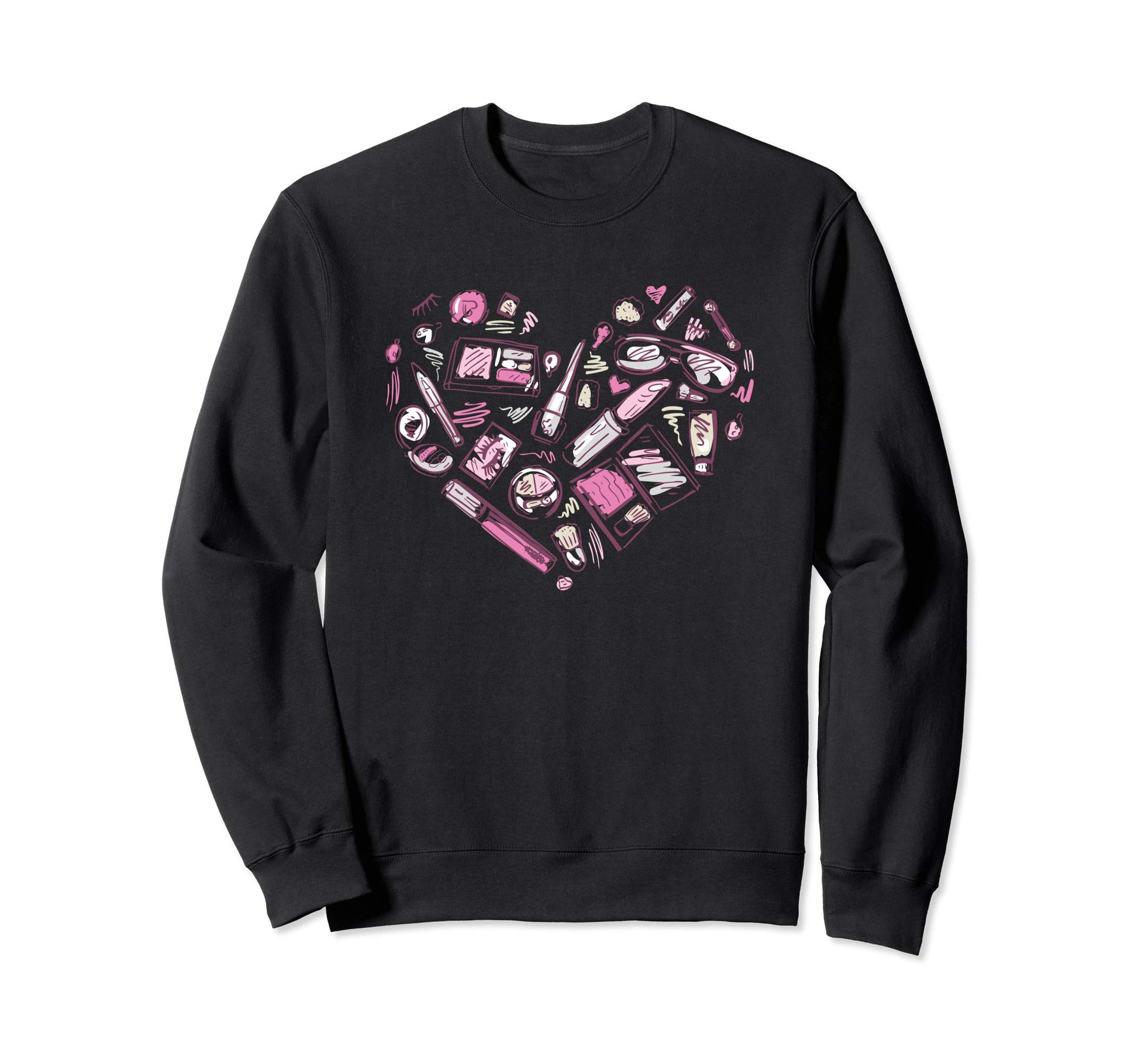 Makeup Heart Pattern Sweatshirt - Novelty Apparel Men Women - T-Shirt, Sweatshirt, Hoodie