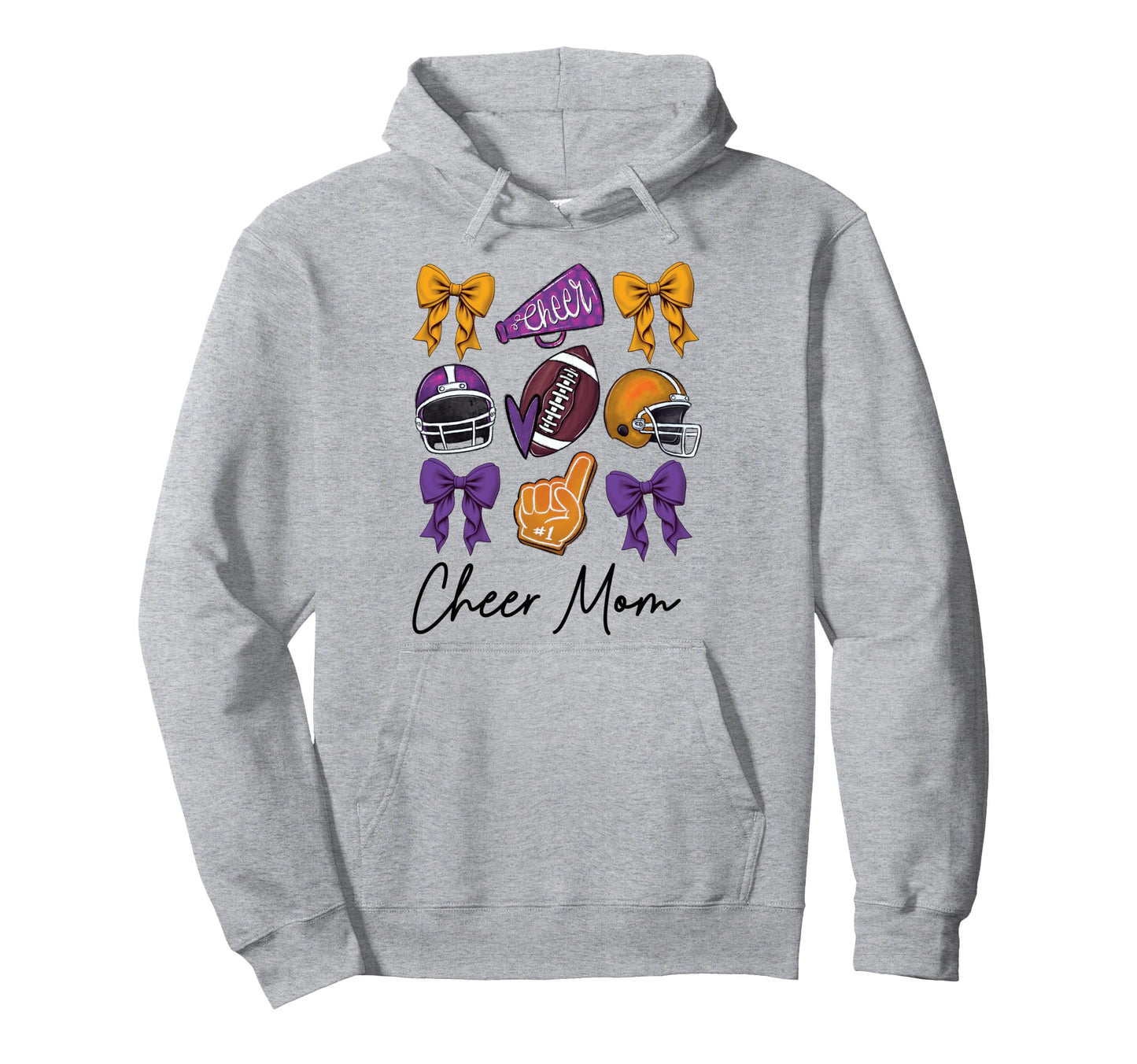 Football Coquette Bow Cheer Team Mom Hoodie - Custom Art Print Unisex - T-Shirt, Sweatshirt, Hoodie