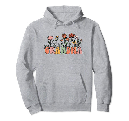 Boho Groovy Wildflower Grandma Hoodie - Trendy Graphic Men Women - T-Shirt, Sweatshirt, Hoodie