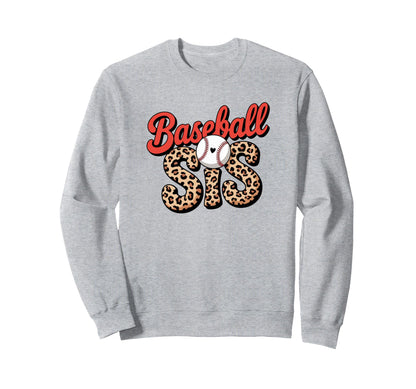 Baseball Sis Sport Lover Leopard Sweatshirt - Fun Novelty Design Men Women - T-Shirt, Sweatshirt, Hoodie