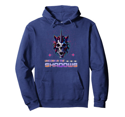 Unicorn Shadows Skull Gothic Fantasy Hoodie - Aesthetic Graphic Unisex - T-Shirt, Sweatshirt, Hoodie