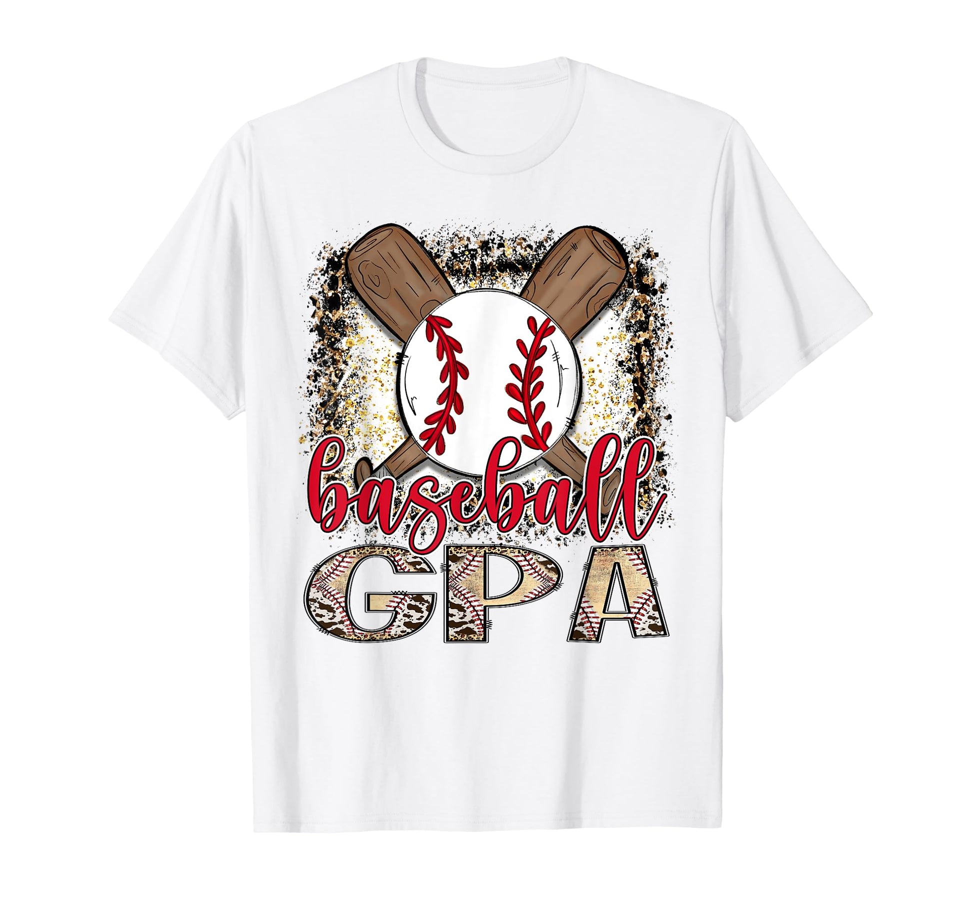 Baseball Gpa Leopard Proud Ball Gpa T-Shirt - Fun Novelty Design Unisex - T-Shirt, Sweatshirt, Hoodie