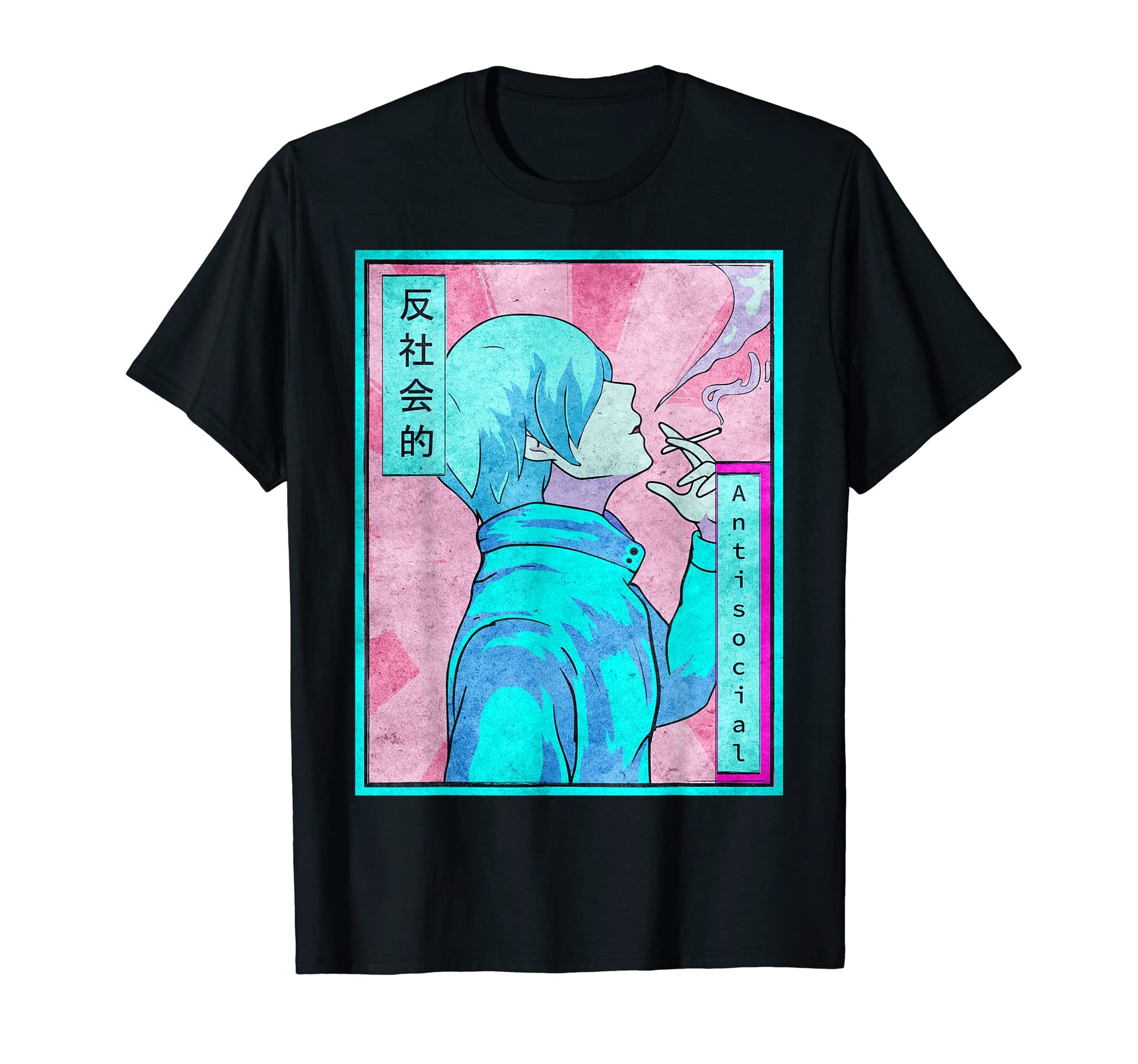 Antisocial Emo Anime Vaporwave T-Shirt - Aesthetic Graphic for Adults - T-Shirt, Sweatshirt, Hoodie