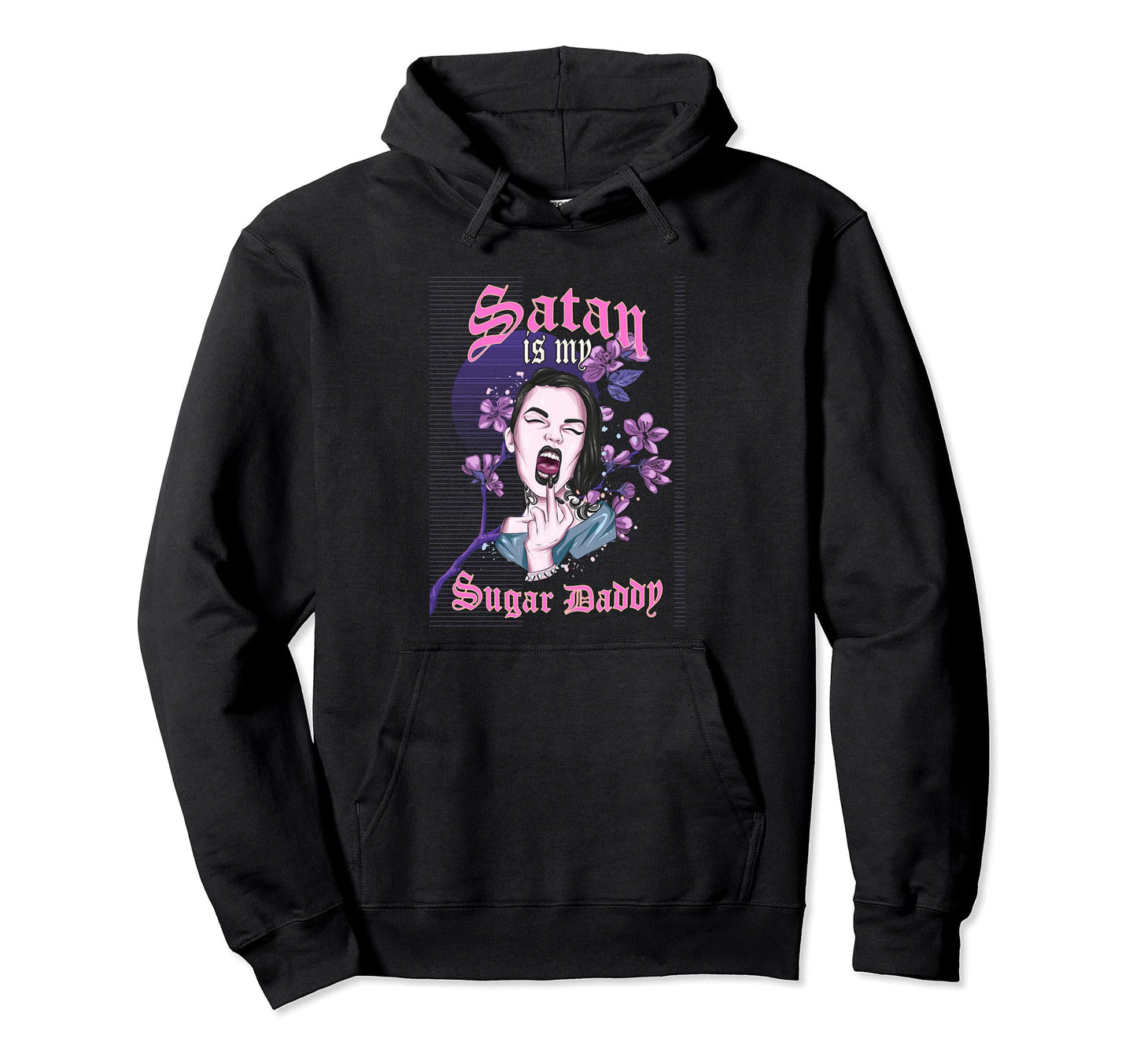 Satan Is My Sugar Daddy Goth Vaporwave Hoodie - Graphic Print Unisex - T-Shirt, Sweatshirt, Hoodie