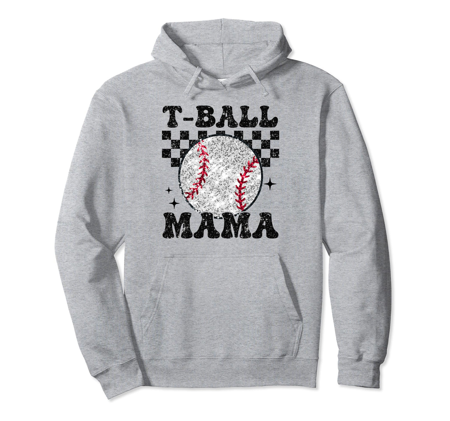 T Ball Mama Checkered Funny T Ball Mom Hoodie - Minimalist Print Unisex - T-Shirt, Sweatshirt, Hoodie