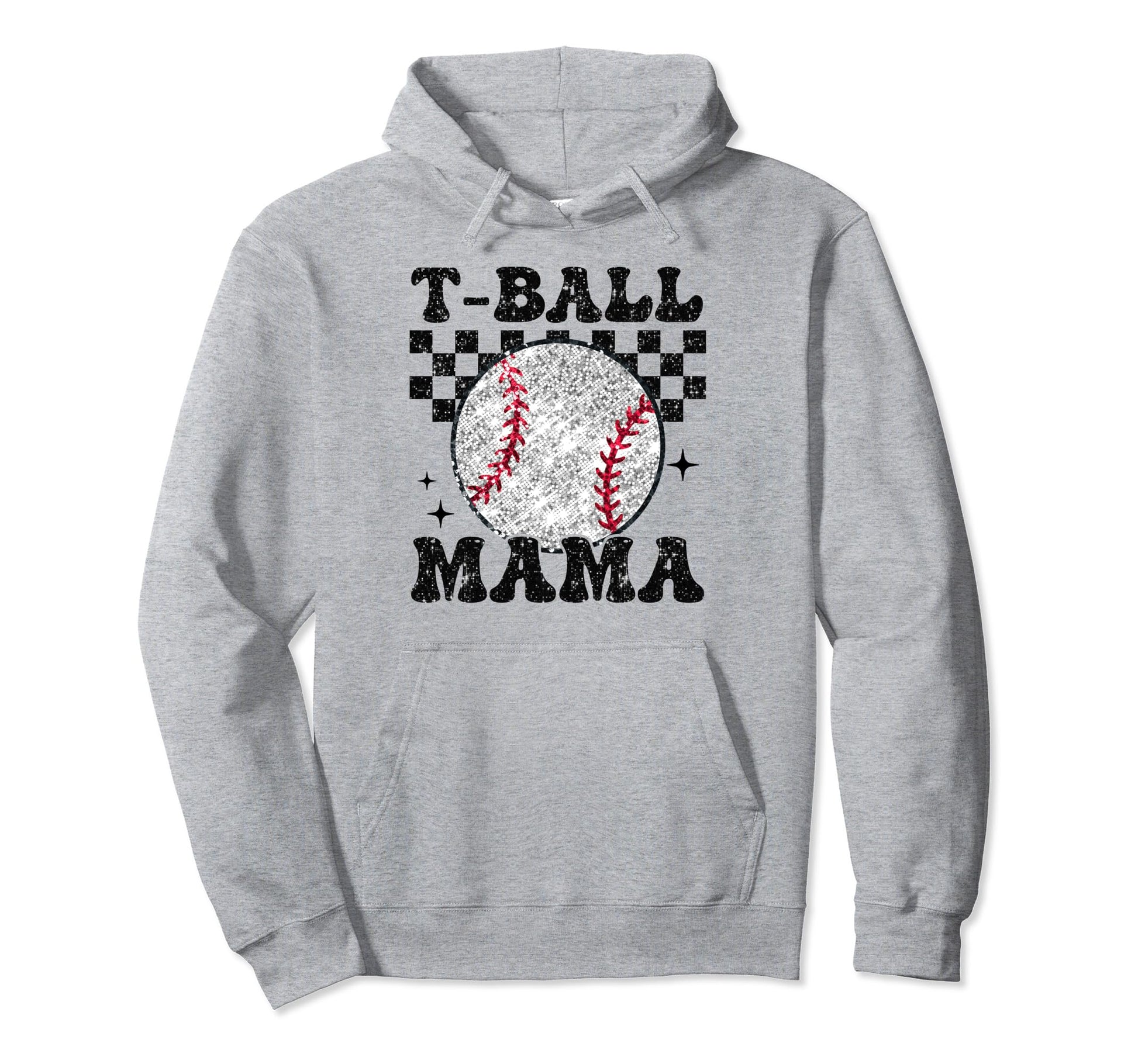 T Ball Mama Checkered Funny T Ball Mom Hoodie - Minimalist Print Unisex - T-Shirt, Sweatshirt, Hoodie