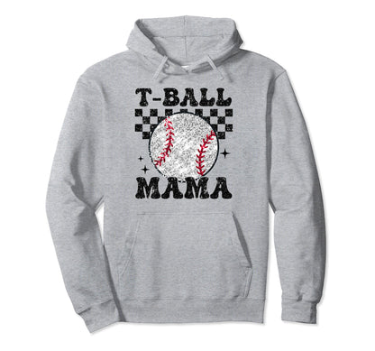 T Ball Mama Checkered Funny T Ball Mom Hoodie - Minimalist Print Unisex - T-Shirt, Sweatshirt, Hoodie