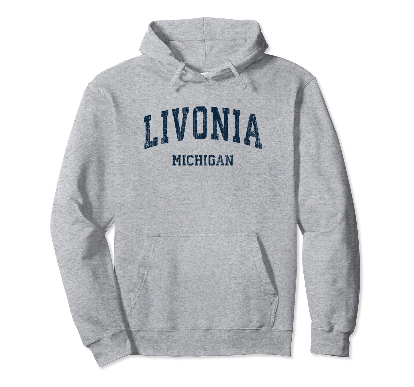 Livonia Michigan Mi Varsity Sports Navy Hoodie - Graphic Print Unisex - T-Shirt, Sweatshirt, Hoodie