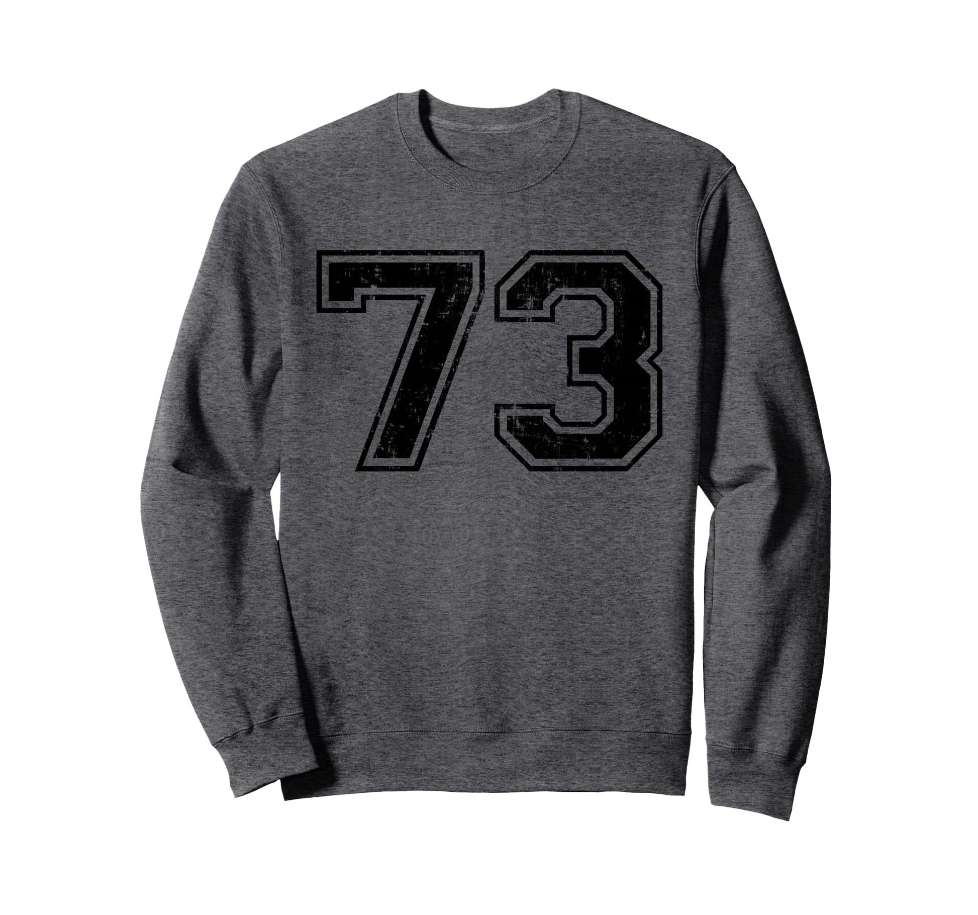 Number 73 Varsity Distressed Sport Sweatshirt - Trendy Graphic for Adults - T-Shirt, Sweatshirt, Hoodie