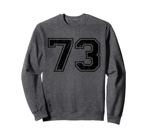 Number 73 Varsity Distressed Sport Sweatshirt - Trendy Graphic for Adults - T-Shirt, Sweatshirt, Hoodie