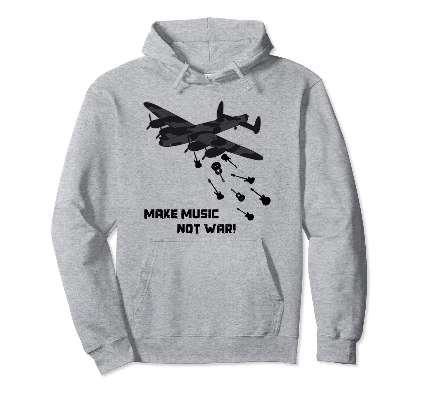 Make Music Not War Aeroplane Guitar Hoodie - Trendy Graphic for Adults - T-Shirt, Sweatshirt, Hoodie