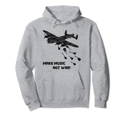 Make Music Not War Aeroplane Guitar Hoodie - Trendy Graphic for Adults - T-Shirt, Sweatshirt, Hoodie