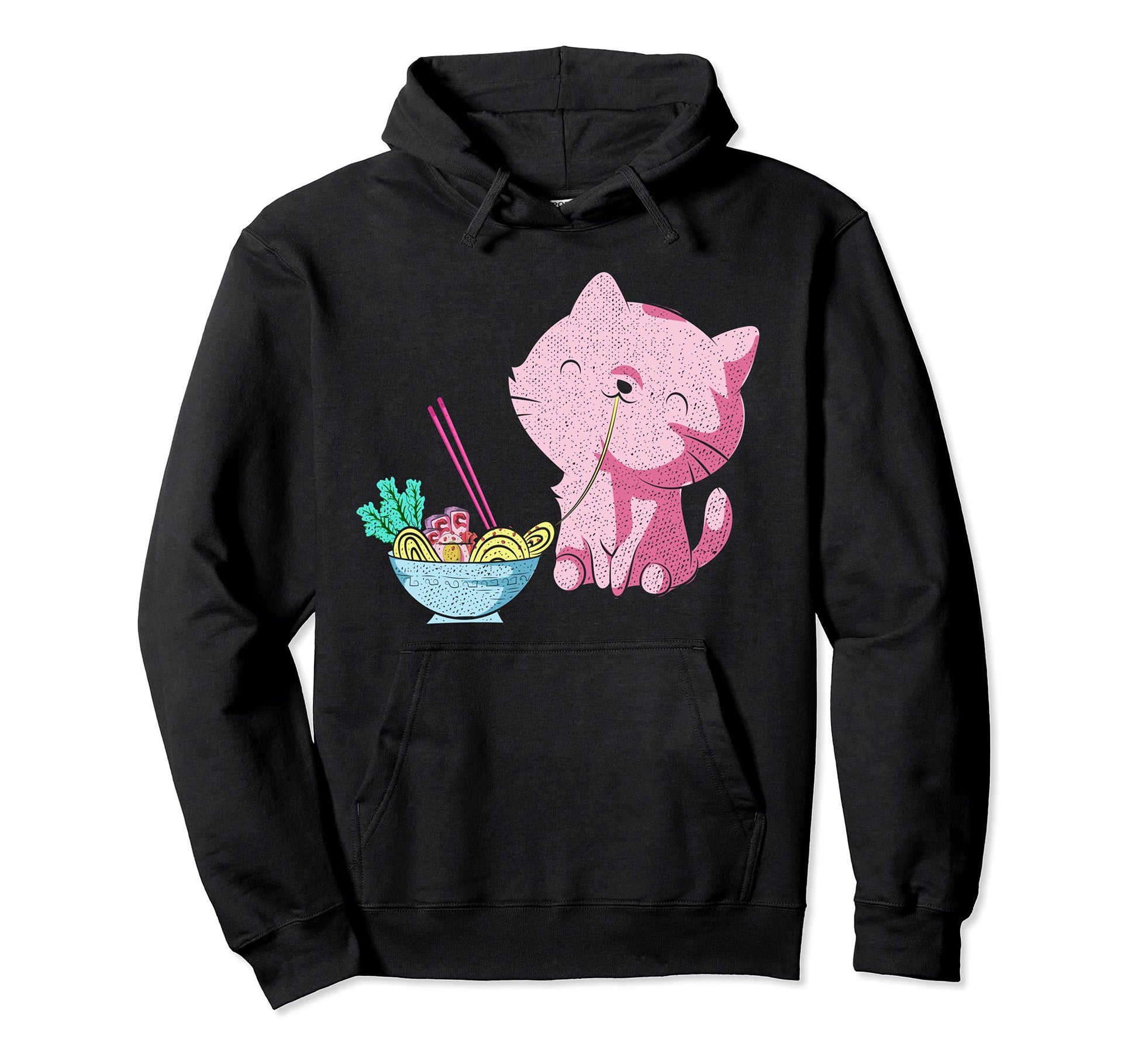 Japanese Anime Kawaii Cat Ramen Hoodie - Streetwear Style for Adults - T-Shirt, Sweatshirt, Hoodie