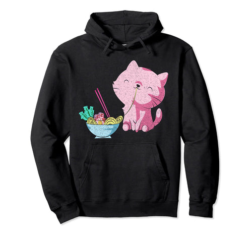 Japanese Anime Kawaii Cat Ramen Hoodie - Streetwear Style for Adults - T-Shirt, Sweatshirt, Hoodie