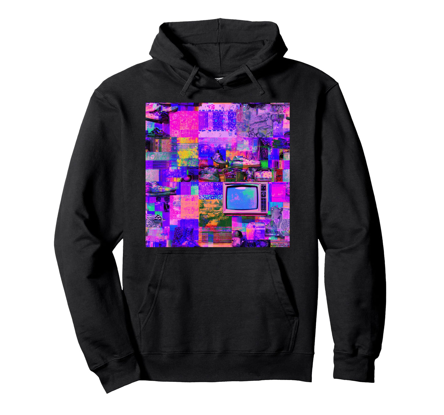 Vaporwave Glitch Art 80S 90S Hoodie - Casual Everyday Wear for Adults - T-Shirt, Sweatshirt, Hoodie