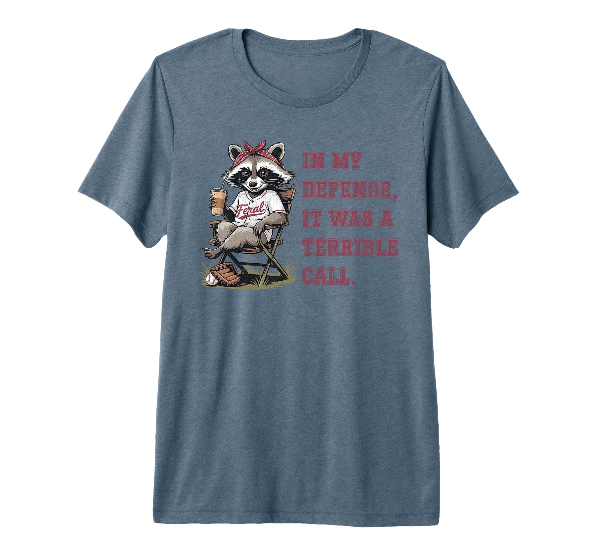 Feral Baseball Mom Funny Raccoon T-Shirt - Custom Art Print Men Women - T-Shirt, Sweatshirt, Hoodie
