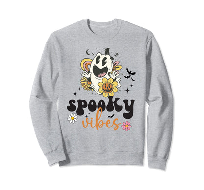Spooky Vibes Halloween Ghost Sweatshirt - Aesthetic Graphic Men Women - T-Shirt, Sweatshirt, Hoodie