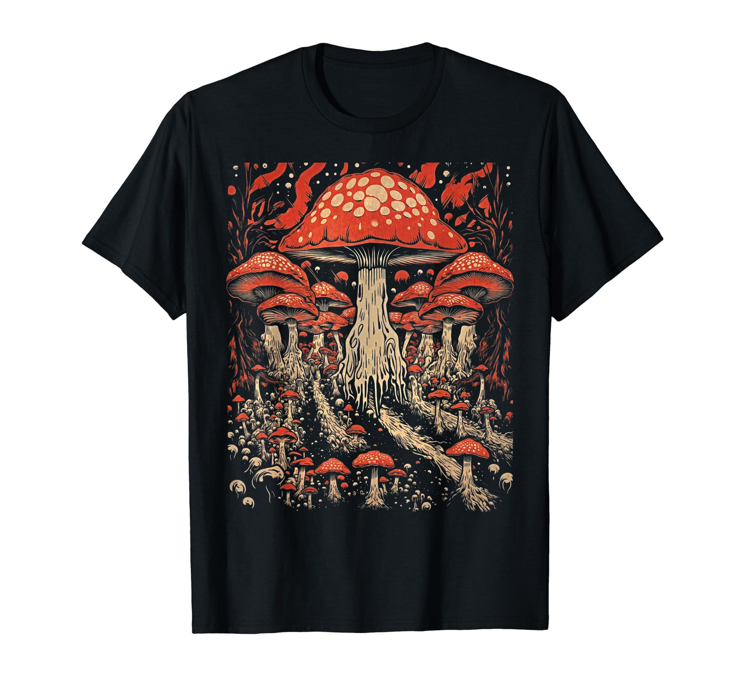 90S Grunge Mushrooms Distressed Art T-Shirt - Custom Art Print for Adults - T-Shirt, Sweatshirt, Hoodie
