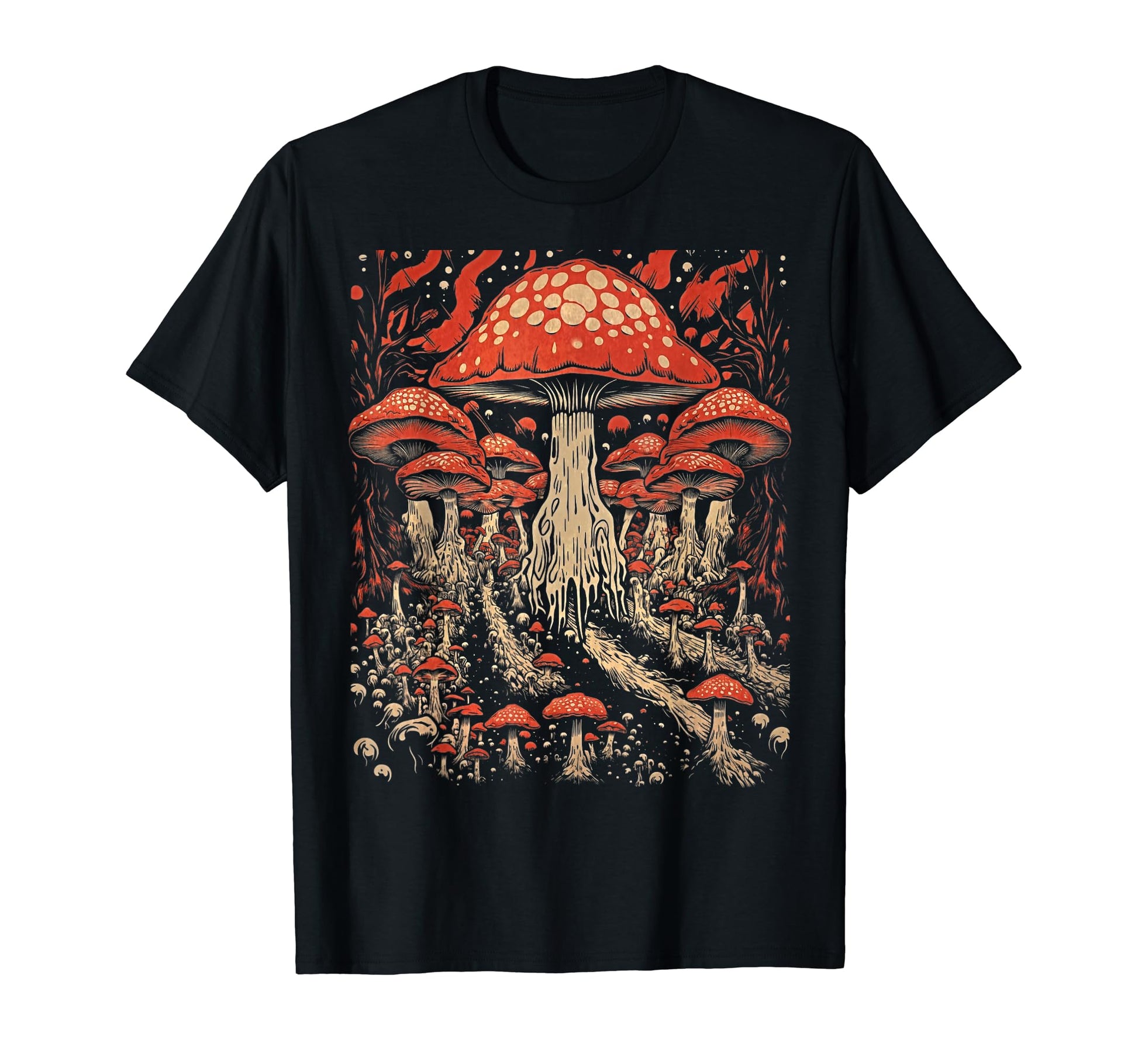 90S Grunge Mushrooms Distressed Art T-Shirt - Custom Art Print for Adults - T-Shirt, Sweatshirt, Hoodie