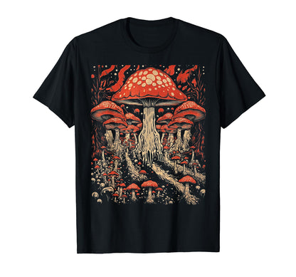 90S Grunge Mushrooms Distressed Art T-Shirt - Custom Art Print for Adults - T-Shirt, Sweatshirt, Hoodie