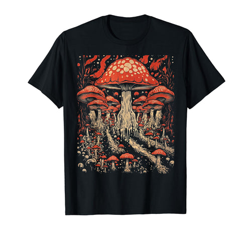 90S Grunge Mushrooms Distressed Art T-Shirt - Custom Art Print for Adults - T-Shirt, Sweatshirt, Hoodie