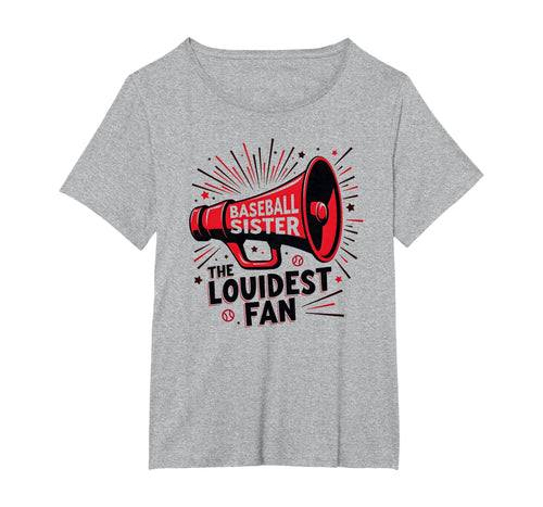 Baseball Sister Loudest Fan Megaphone T-Shirt - Unique Graphic Men Women - T-Shirt, Sweatshirt, Hoodie