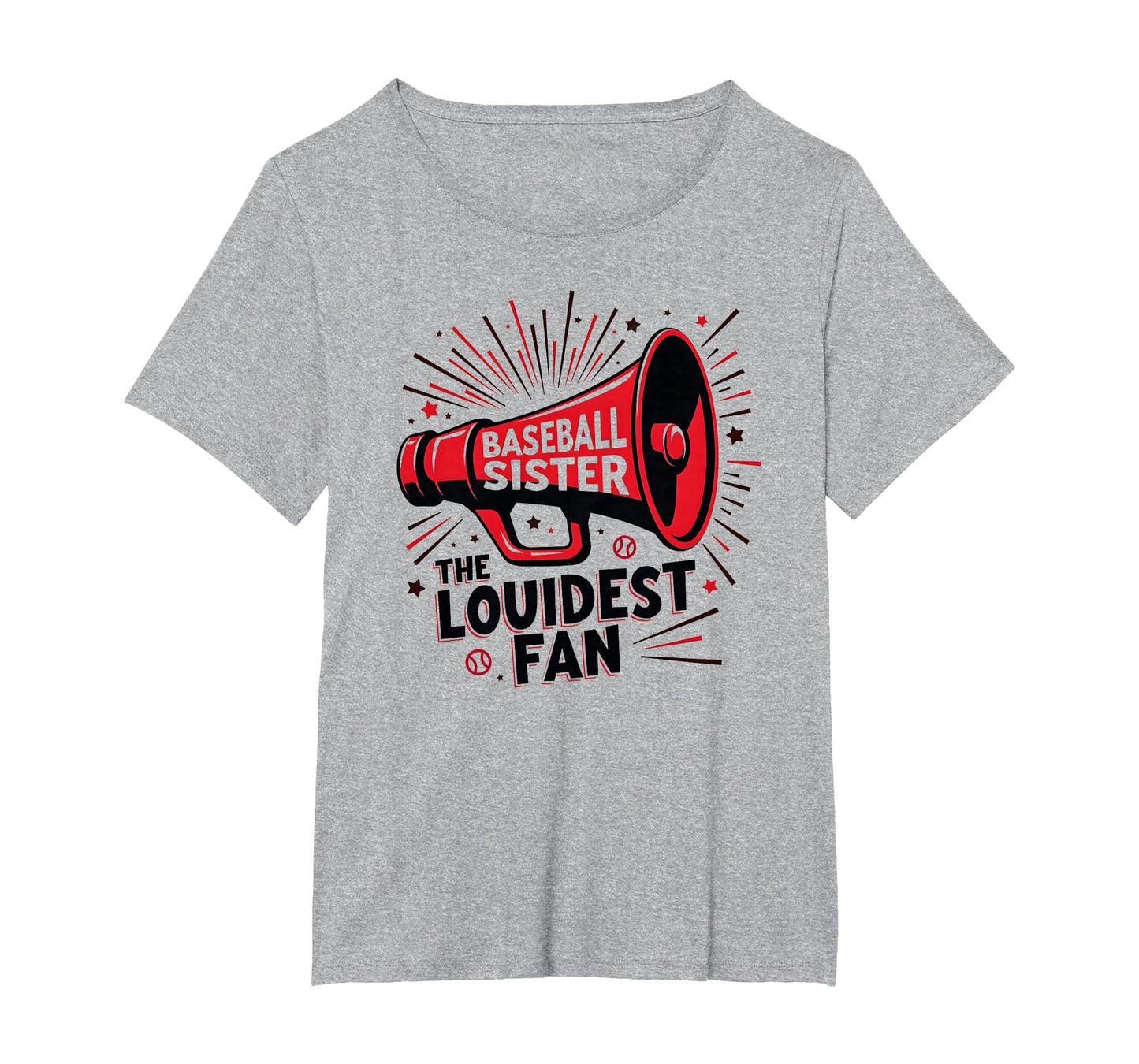 Baseball Sister Loudest Fan Megaphone T-Shirt - Minimalist Print Unisex - T-Shirt, Sweatshirt, Hoodie