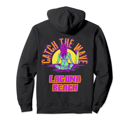 Laguna Beach Surfing Vaporwave Aesthetic Hoodie - Aesthetic Graphic Unisex - T-Shirt, Sweatshirt, Hoodie