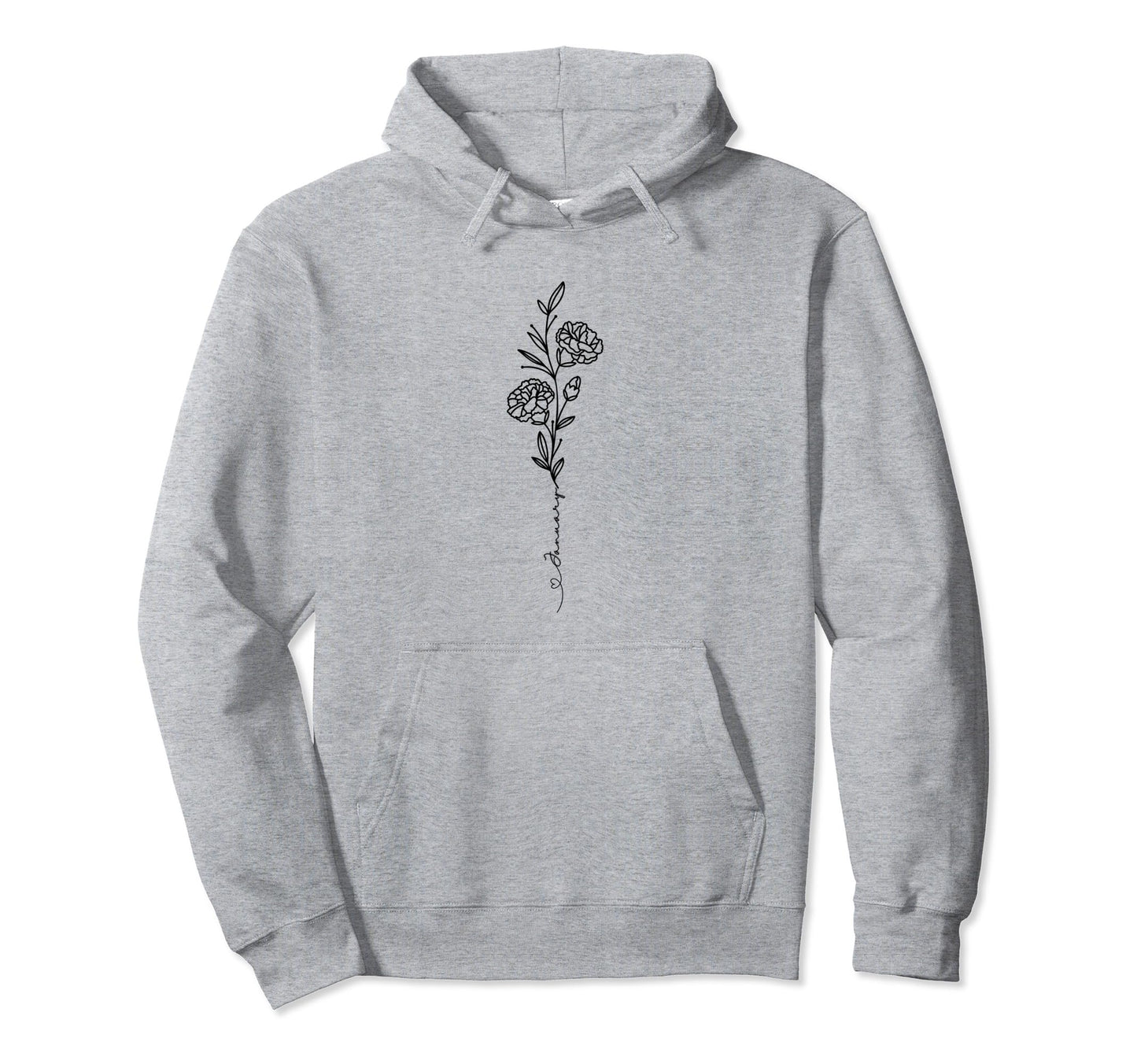Minimalist Boho Drawing Carnation Hoodie - Fun Novelty Design Unisex - T-Shirt, Sweatshirt, Hoodie