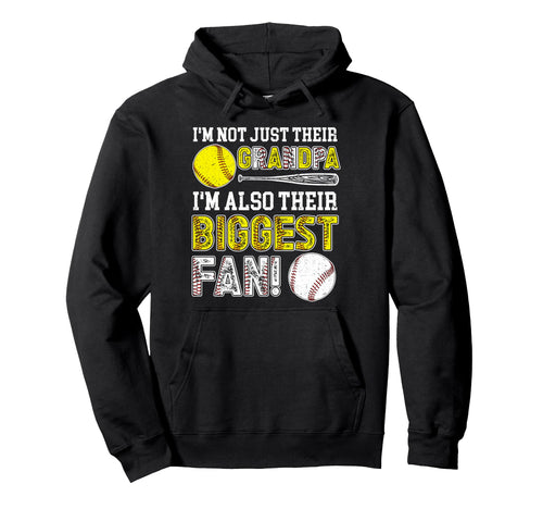 Their Biggest Fan Baseball Softball Grandpa Hoodie - Unique Graphic Unisex - T-Shirt, Sweatshirt, Hoodie