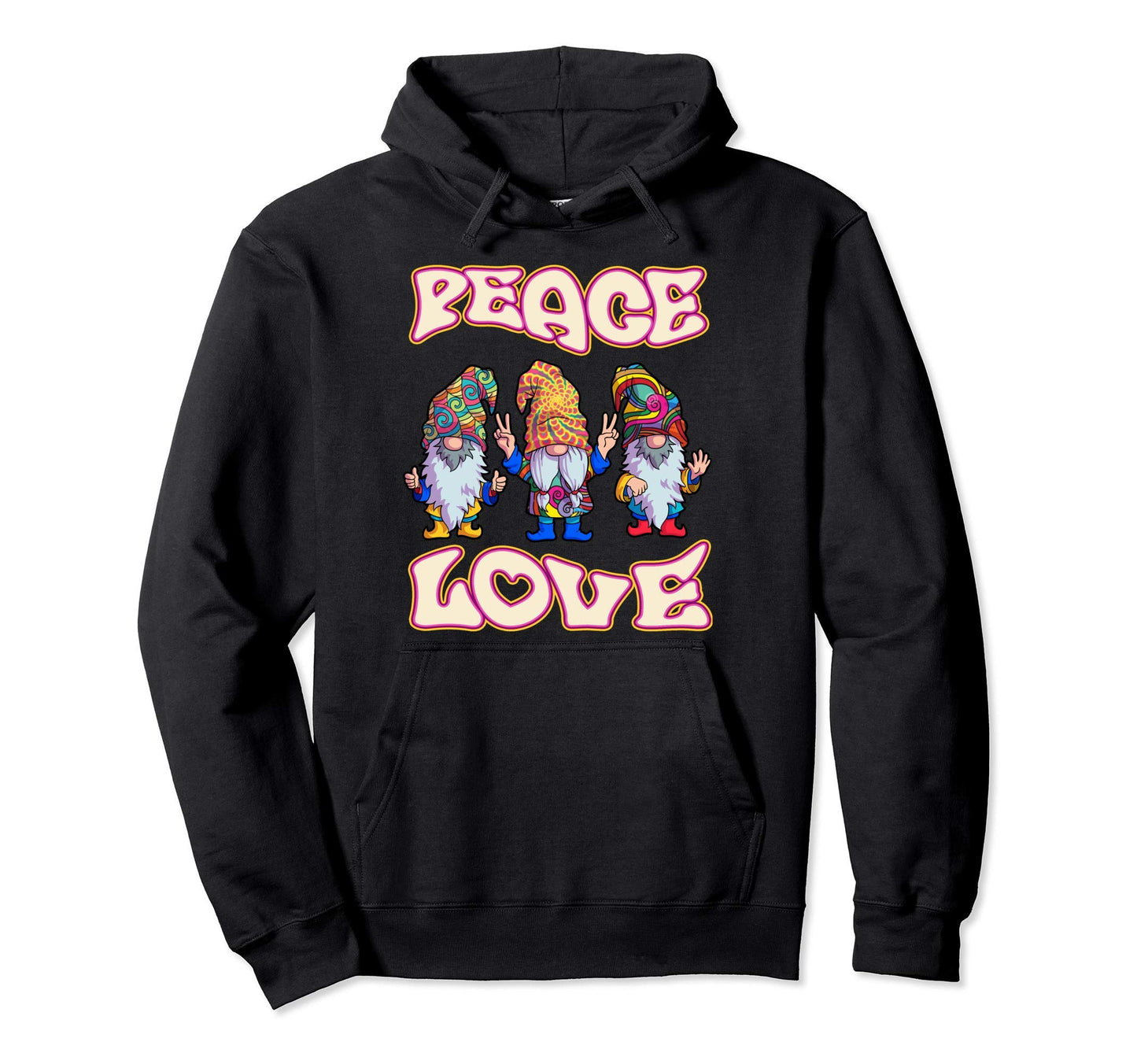 Hippie Gnomes Gnome Boho Peace Love Hippies Hoodie - Novelty Apparel Unisex - T-Shirt, Sweatshirt, Hoodie