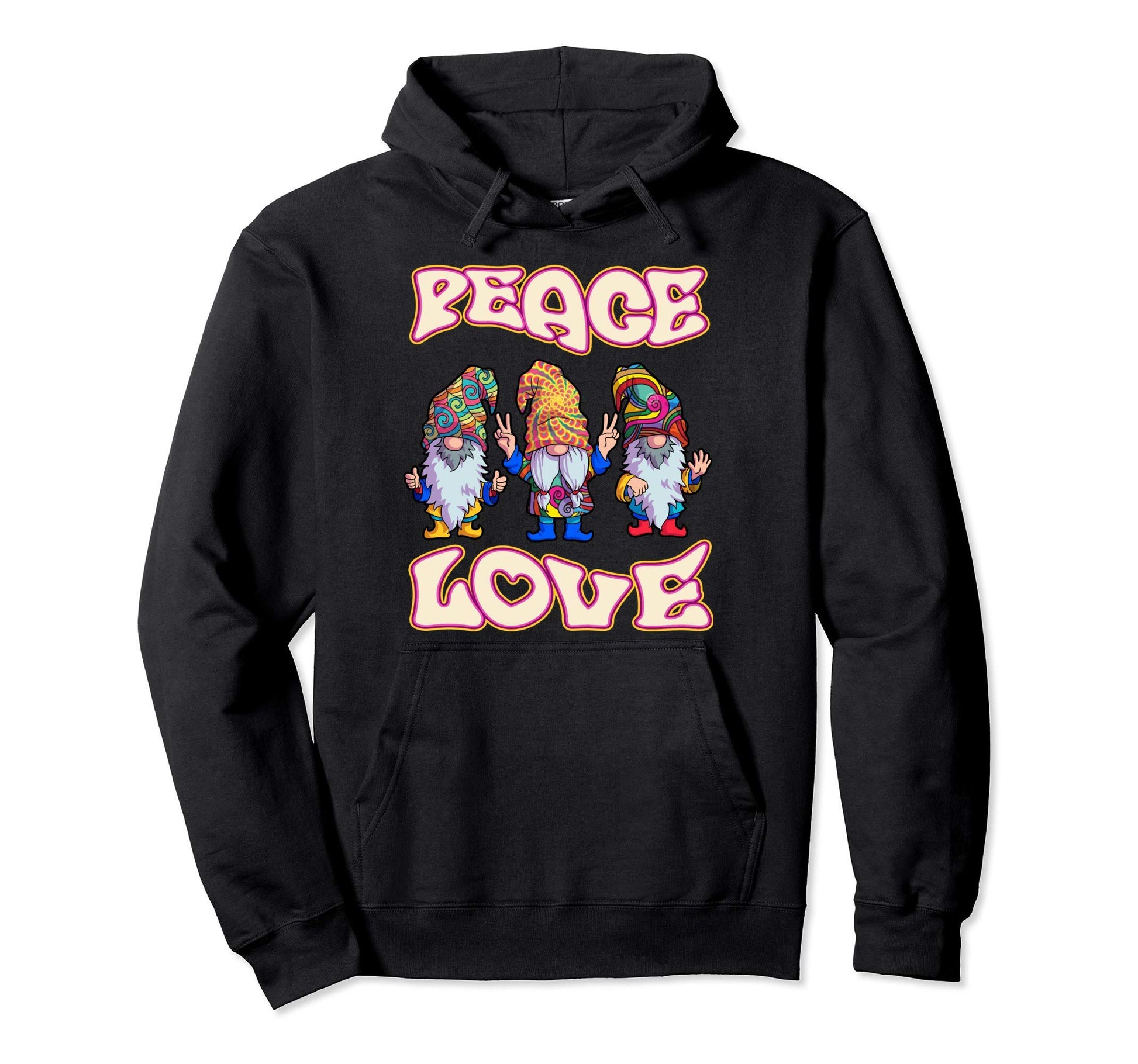Hippie Gnomes Gnome Boho Peace Love Hippies Hoodie - Novelty Apparel Unisex - T-Shirt, Sweatshirt, Hoodie