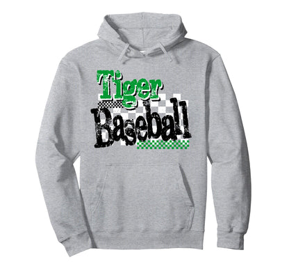 Tiger Baseball Mom Game Day Green Hoodie - Trendy Graphic for Adults - T-Shirt, Sweatshirt, Hoodie