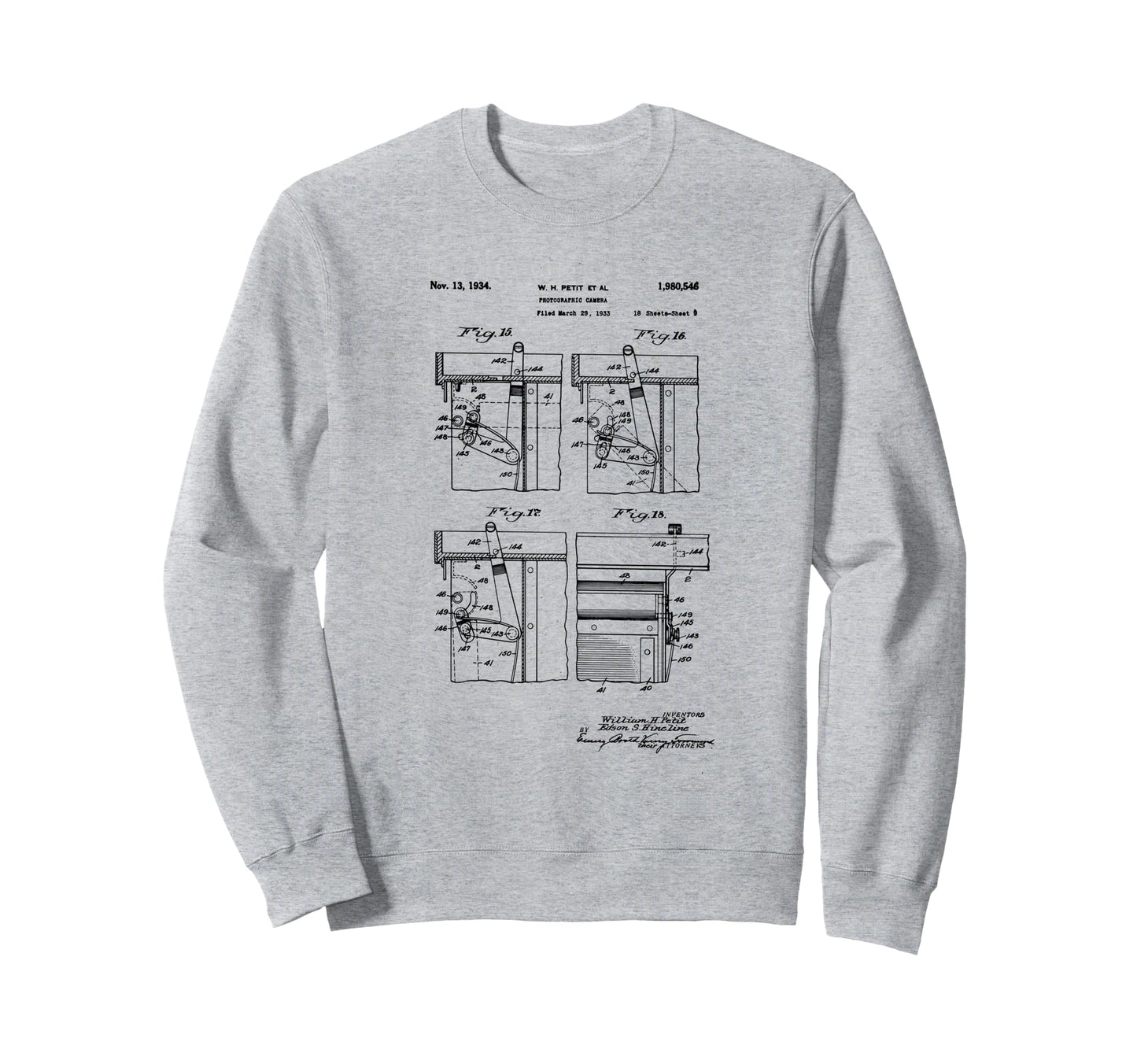 Camera Photographic Patent 1934 Drawing Sweatshirt - Trendy Graphic Unisex - T-Shirt, Sweatshirt, Hoodie