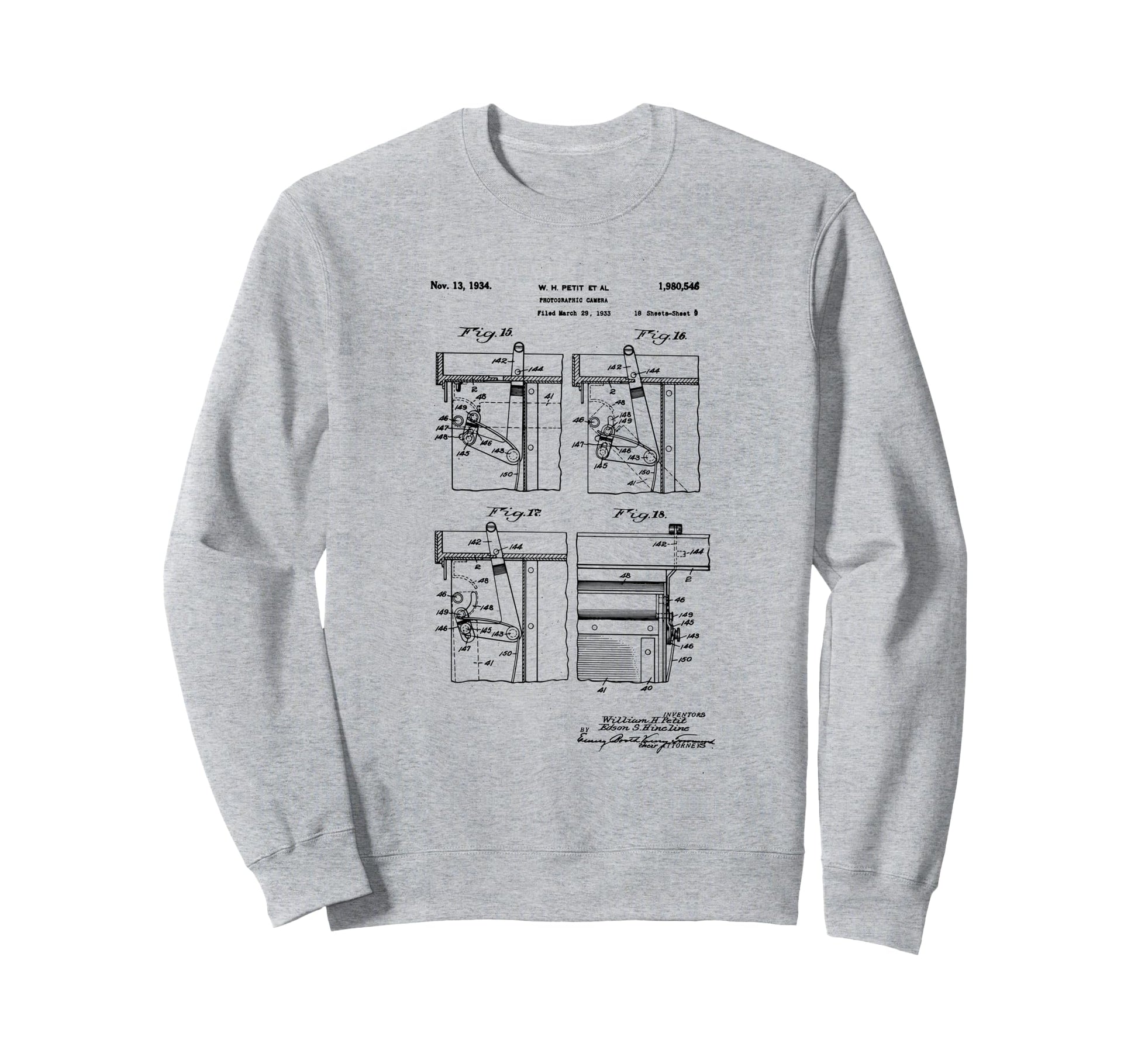 Camera Photographic Patent 1934 Drawing Sweatshirt - Trendy Graphic Unisex - T-Shirt, Sweatshirt, Hoodie