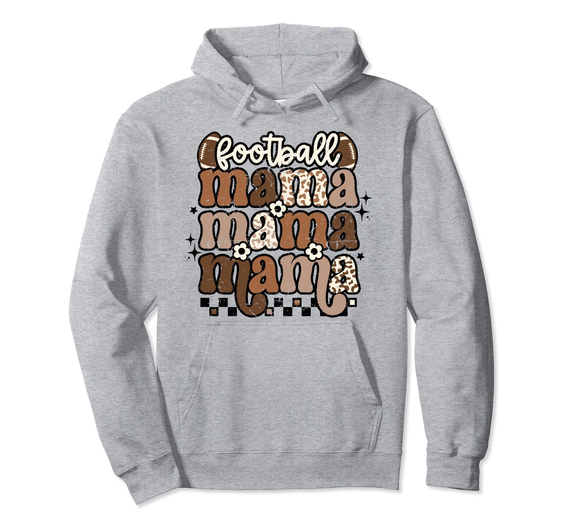 American Football Mama Mom Groovy Game Hoodie - Unique Graphic Men Women - T-Shirt, Sweatshirt, Hoodie