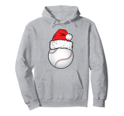 Baseball Ball Santa Hat Matching Family Hoodie - Minimalist Print Unisex - T-Shirt, Sweatshirt, Hoodie