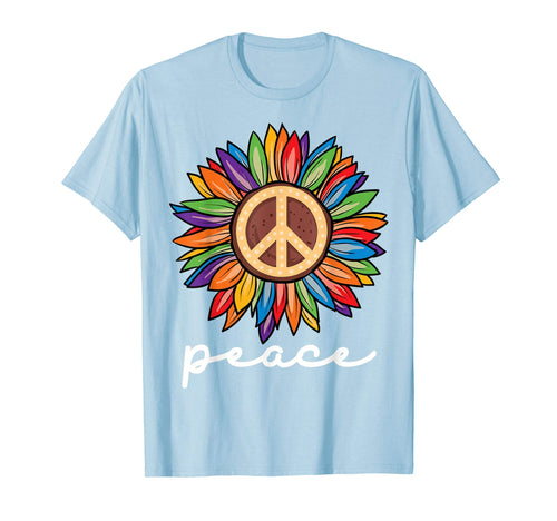 Sunflower Flower Peace Sign World Hippie T-Shirt - Custom Art Print Unisex - T-Shirt, Sweatshirt, Hoodie